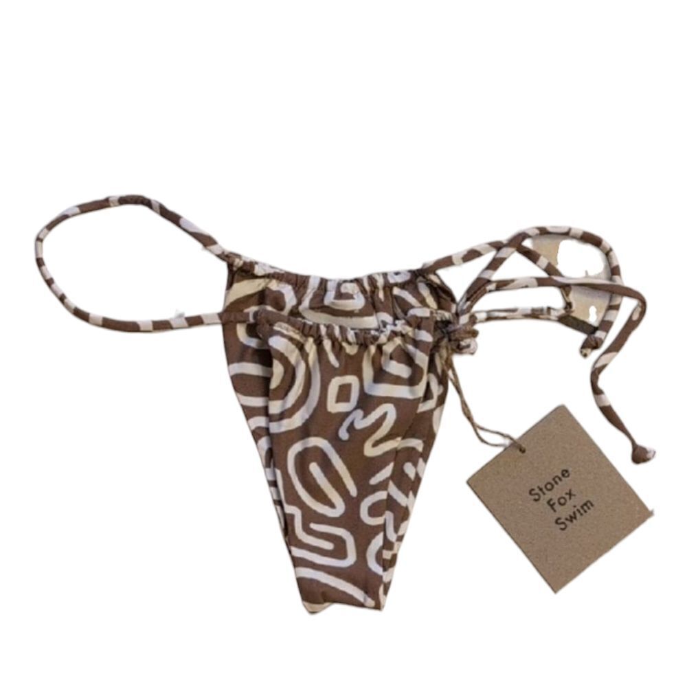 NWT Stone Fox Swim River Bottom In Rawhide Swirl Brown White Size XS